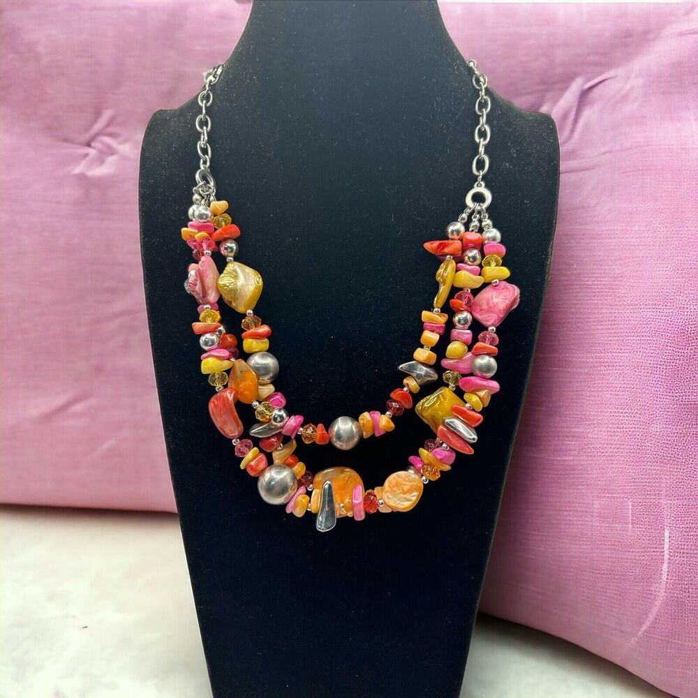 Womens Fashion Multi Chunky Retro Beaded Stones Princess Length Collar Necklace